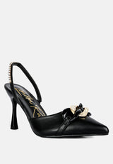 Pull Me Diamante Embellished Chain Sandals from London Rag International
