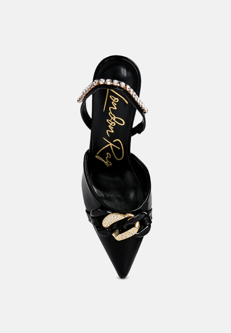 Pull Me Diamante Embellished Chain Sandals from London Rag International