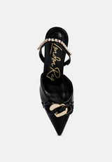Pull Me Diamante Embellished Chain Sandals from London Rag International