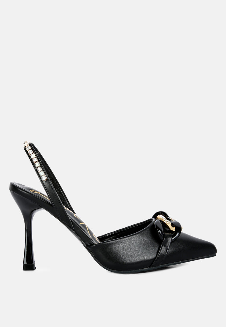 Pull Me Diamante Embellished Chain Sandals from London Rag International