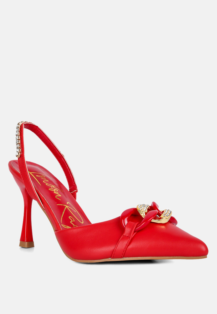 Pull Me Diamante Embellished Chain Sandals from London Rag International