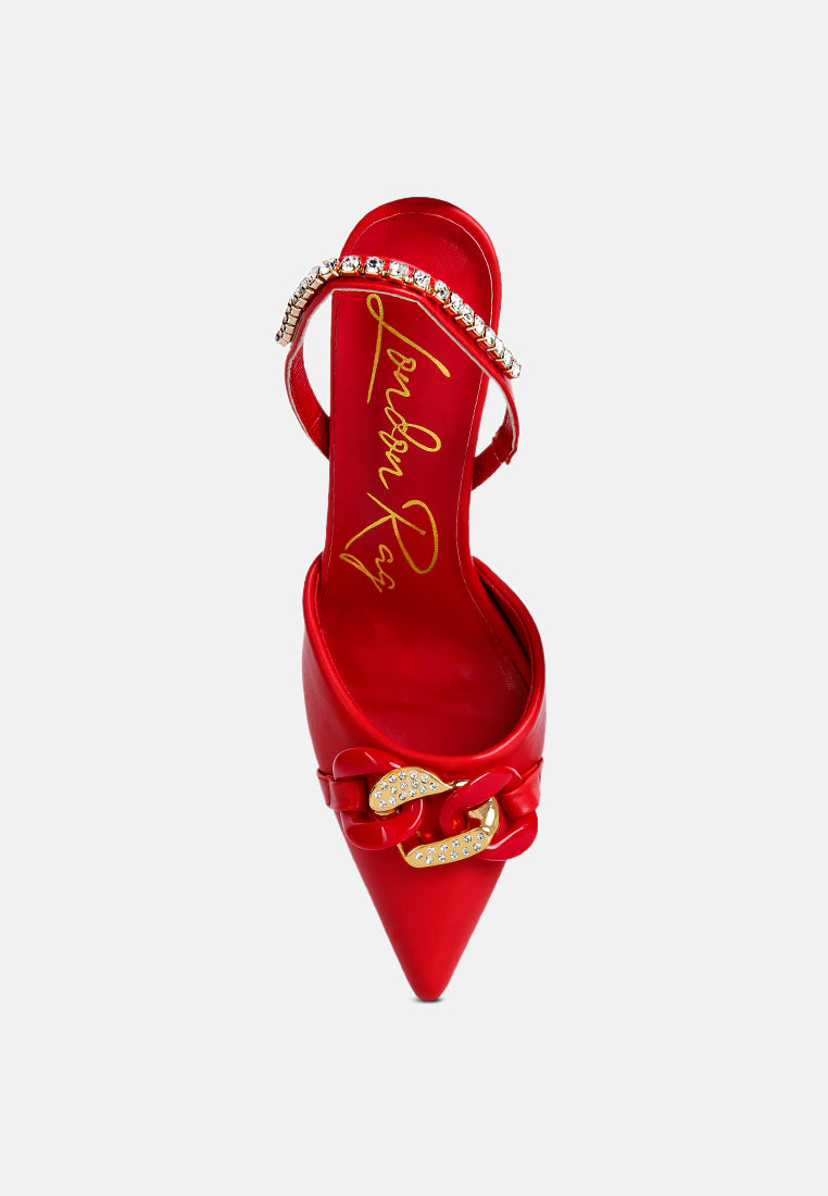 Pull Me Diamante Embellished Chain Sandals from London Rag International