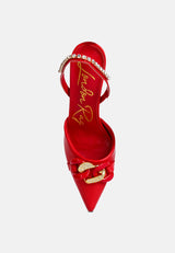 Pull Me Diamante Embellished Chain Sandals from London Rag International