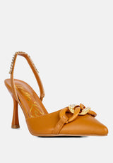 Pull Me Diamante Embellished Chain Sandals from London Rag International