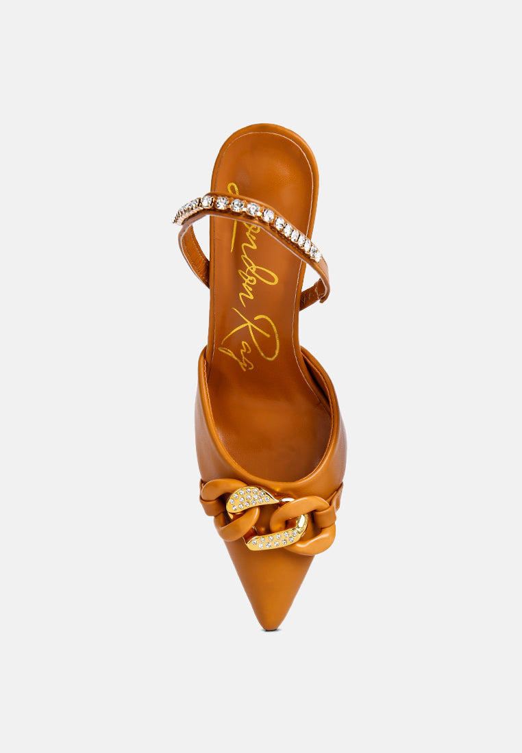 Pull Me Diamante Embellished Chain Sandals from London Rag International