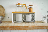 Stackable Countertop Shelf - Two Sizes - Steel + Wood from Yamazaki Home