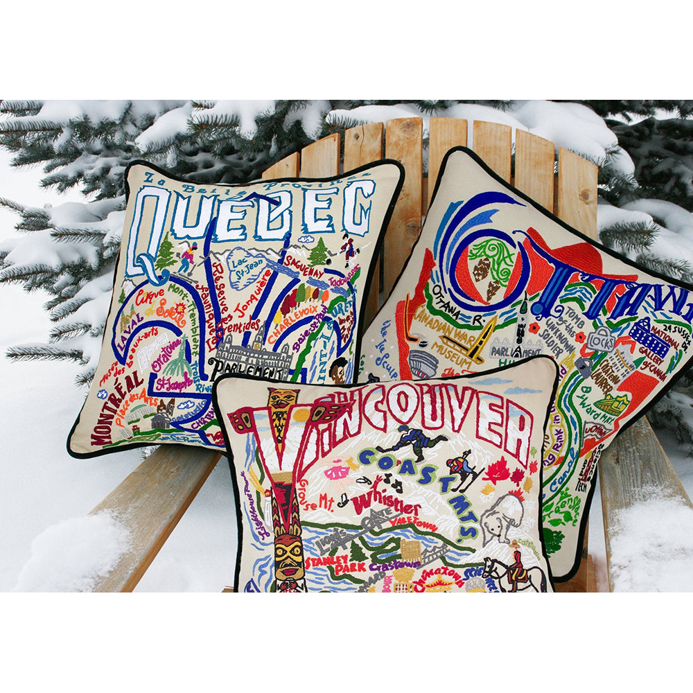 Quebec Hand-Embroidered Pillow from Quirks!