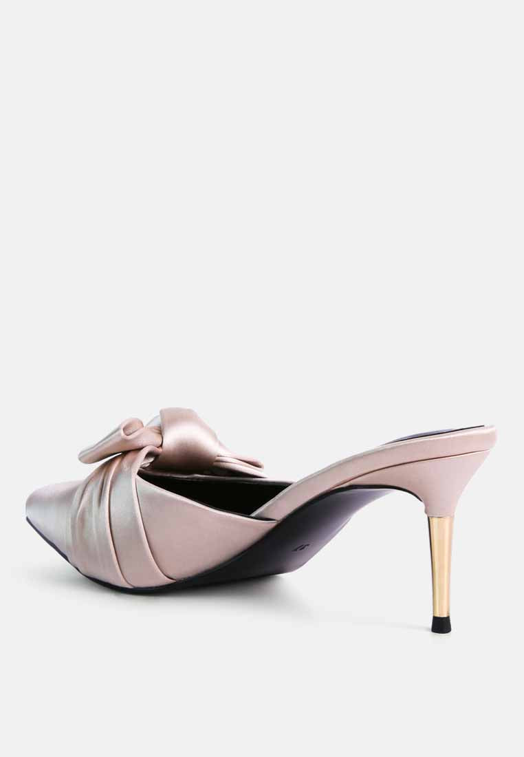 Queenie Satin Stiletto Mule Sandals from London Rag International