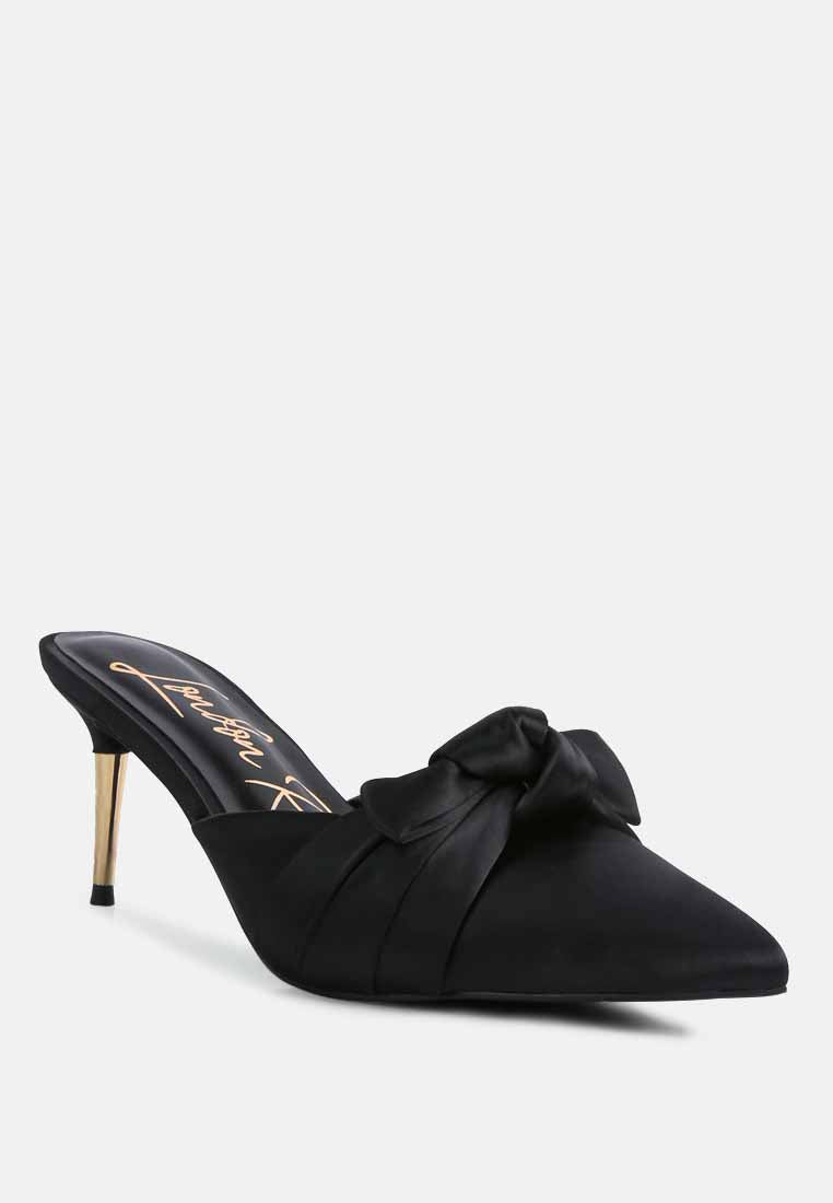 Queenie Satin Stiletto Mule Sandals from London Rag International