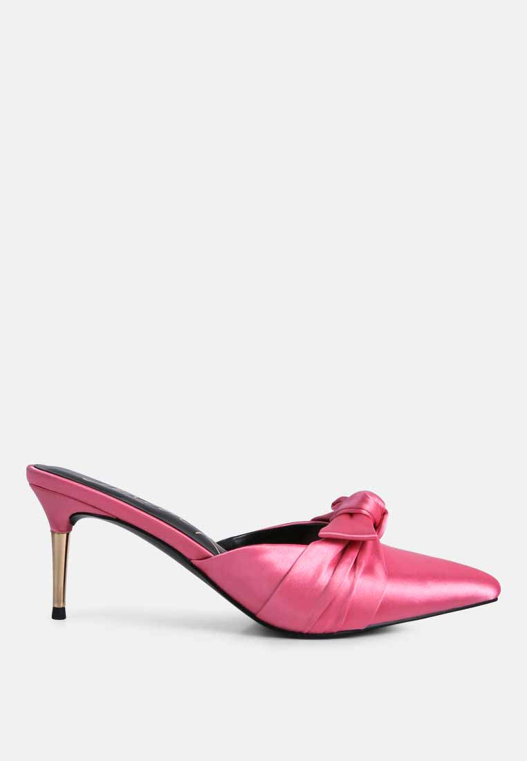 Queenie Satin Stiletto Mule Sandals from London Rag International