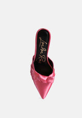 Queenie Satin Stiletto Mule Sandals from London Rag International