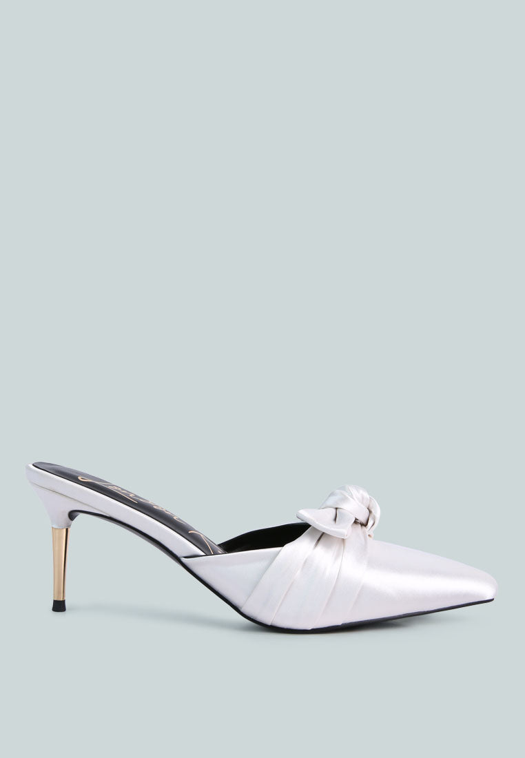 Queenie Satin Stiletto Mule Sandals from London Rag International