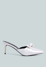 Queenie Satin Stiletto Mule Sandals from London Rag International
