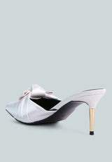 Queenie Satin Stiletto Mule Sandals from London Rag International