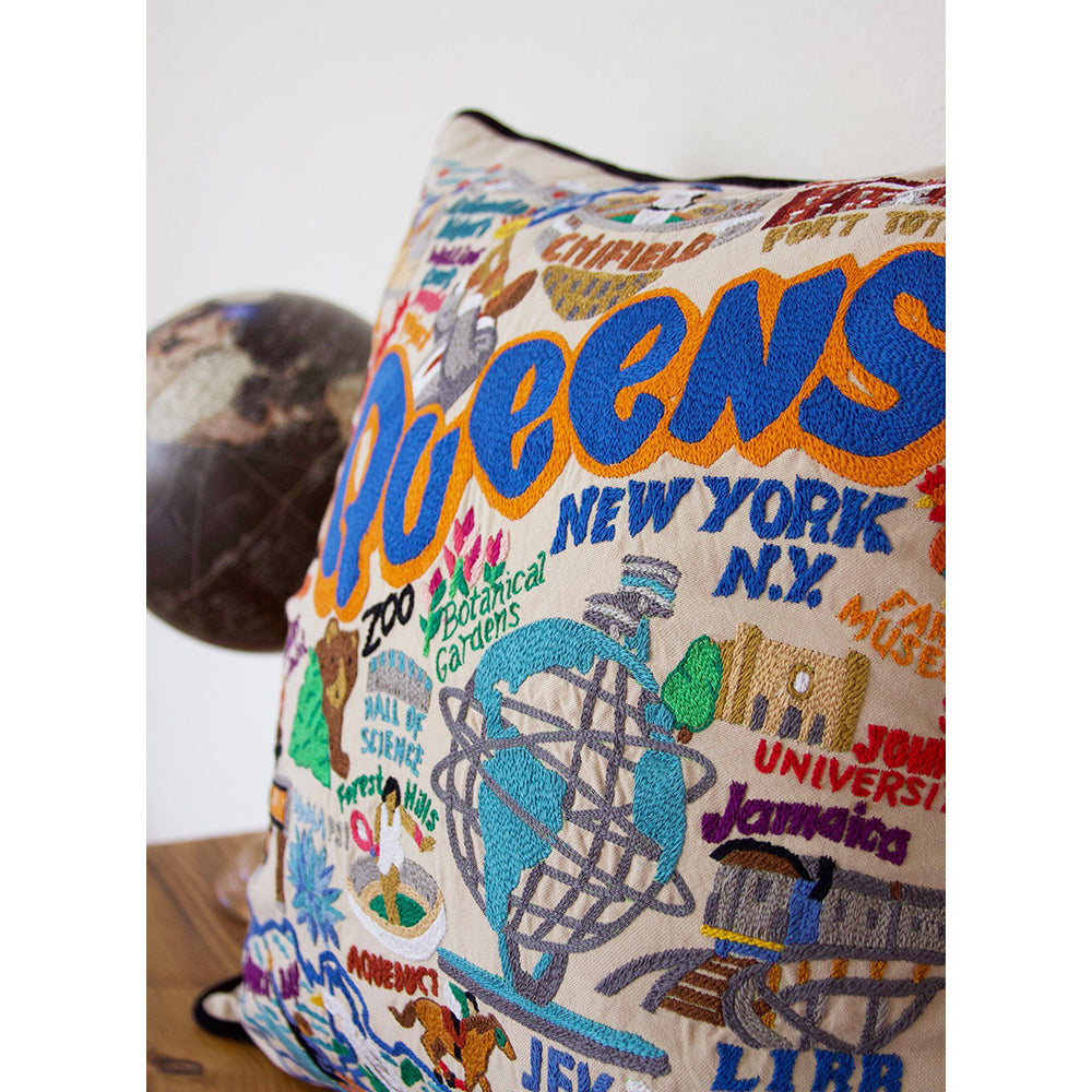 Queens Hand-Embroidered Pillow from Quirks!