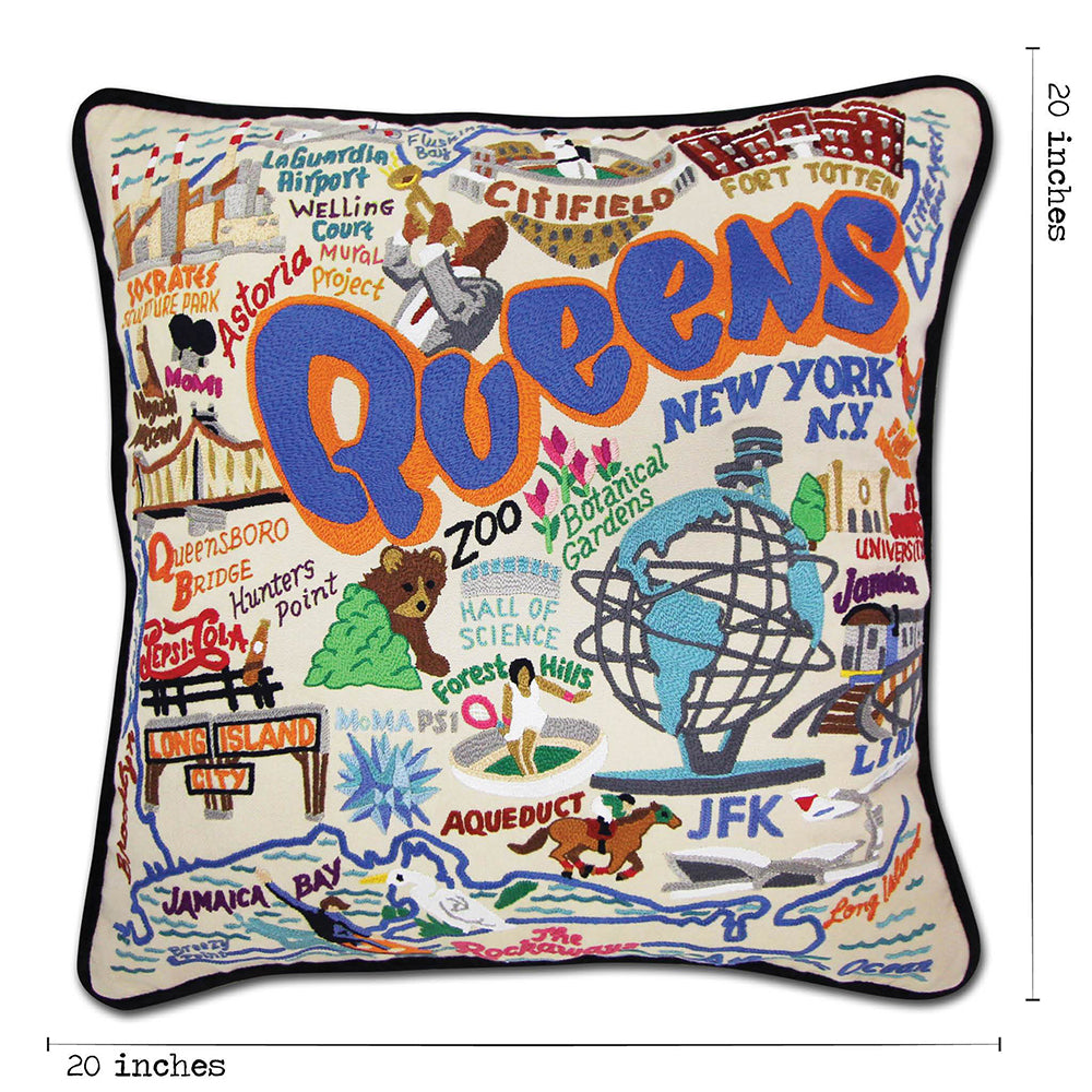 Queens Hand-Embroidered Pillow from Quirks!
