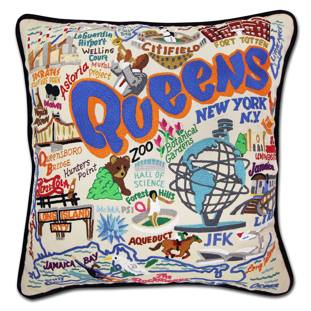 Queens Hand-Embroidered Pillow from Quirks!
