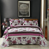 DaDa Bedding Bohemian Purple Blooms Floral Garden Pink Brown Bedspread Set (KBJ1629) from DaDalogy Bedding Collection