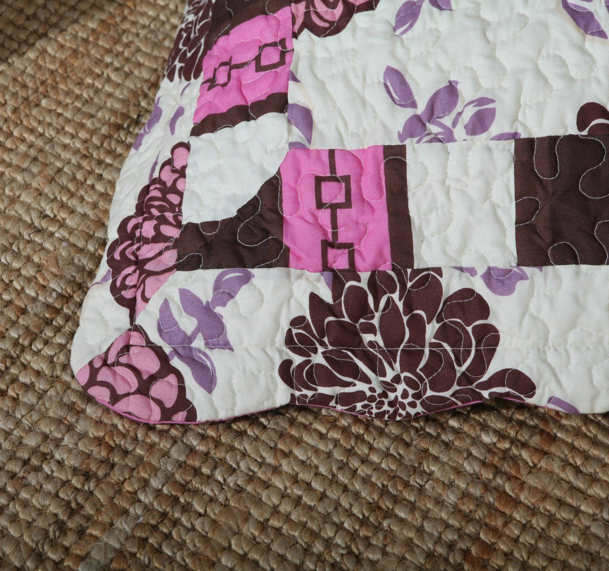 DaDa Bedding Bohemian Purple Blooms Floral Garden Pink Brown Bedspread Set (KBJ1629) from DaDalogy Bedding Collection