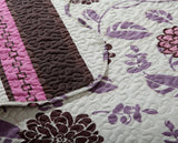 DaDa Bedding Bohemian Purple Blooms Floral Garden Pink Brown Bedspread Set (KBJ1629) from DaDalogy Bedding Collection