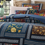 DaDa Bedding Bohemian Floral Midnight Ocean Blue Cotton Patchwork Bedspread Set (JHW-572) from DaDalogy Bedding Collection