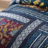 DaDa Bedding Bohemian Floral Midnight Ocean Blue Cotton Patchwork Bedspread Set (JHW-572) from DaDalogy Bedding Collection