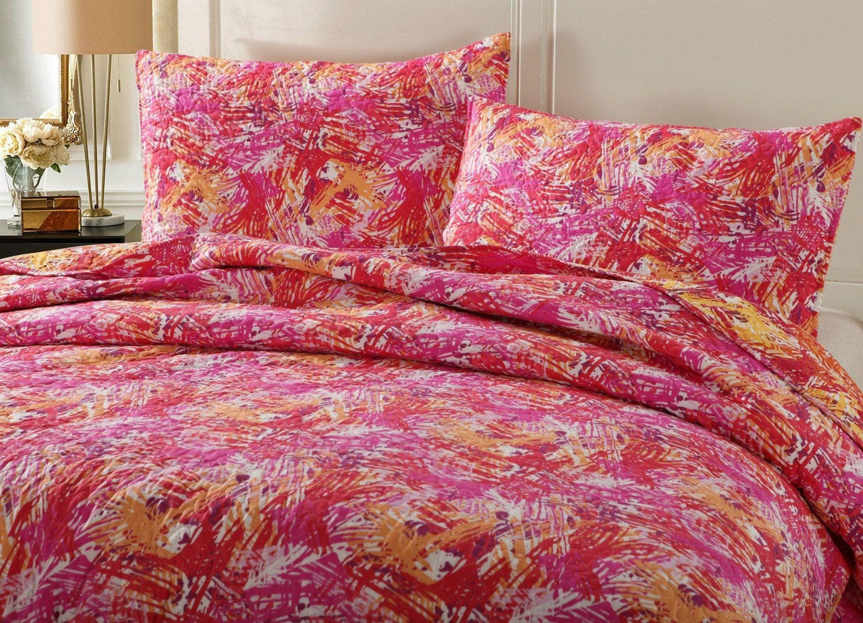 DaDa Bedding Lovely Pop of Colors Lightweight Reversible Quilted Bedspread Set (KBJ1625) from DaDalogy Bedding Collection
