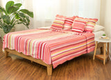 DaDa Bedding Multi-Red Pink Boho Summer Stripes Scalloped Lightweight Coverlet Bedspread Set (DXJ101824) from DaDalogy Bedding Collection
