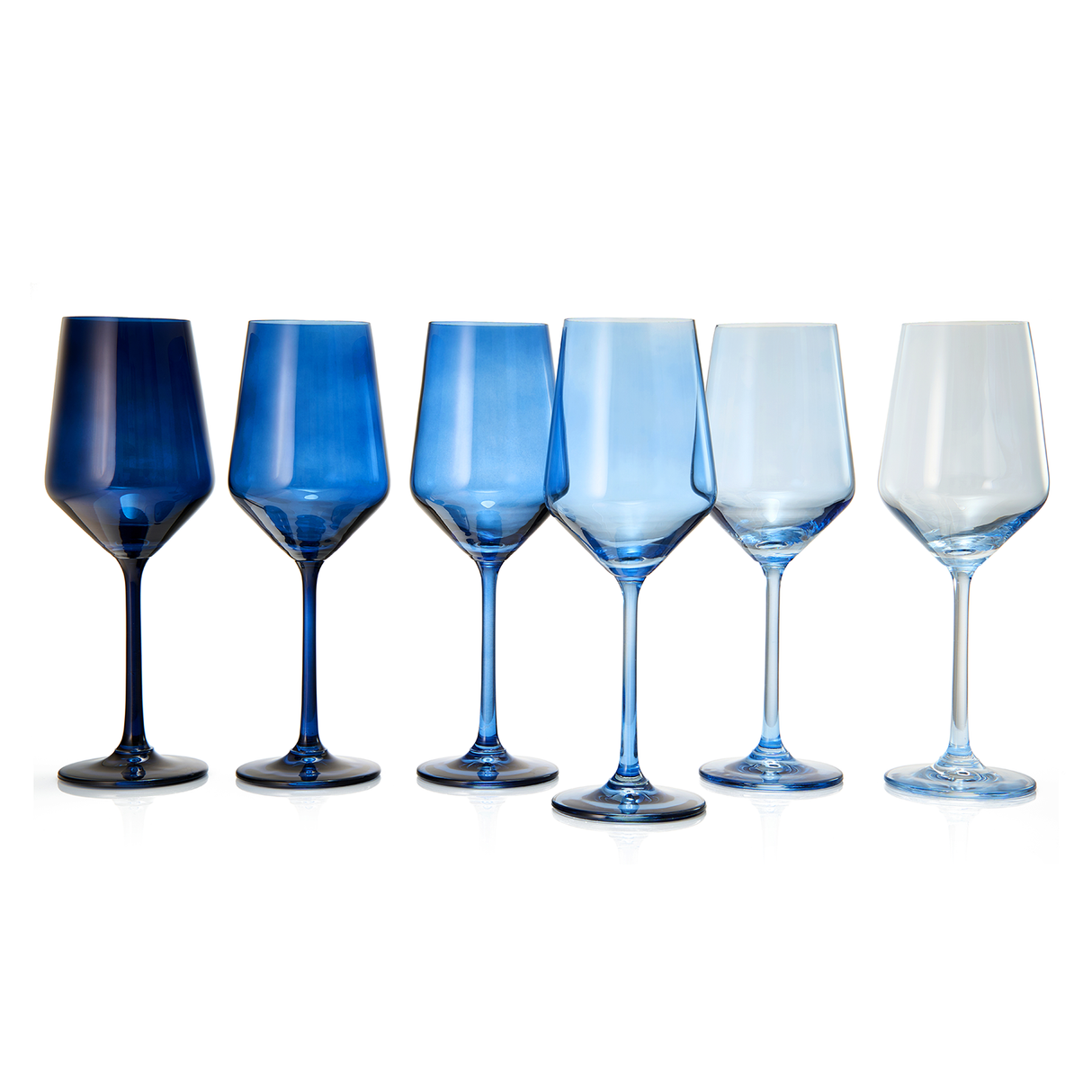 Blue Winter Christmas Wine Glasses | Set of 12 | Navy Colors from The Wine Savant