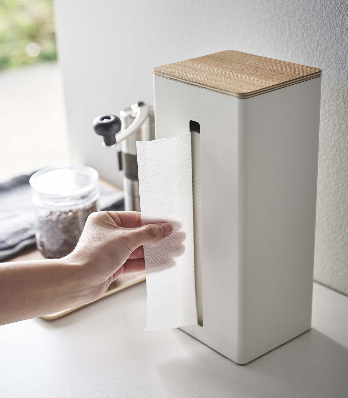 Two-Sided Tissue Case - Steel + Wood from Yamazaki Home