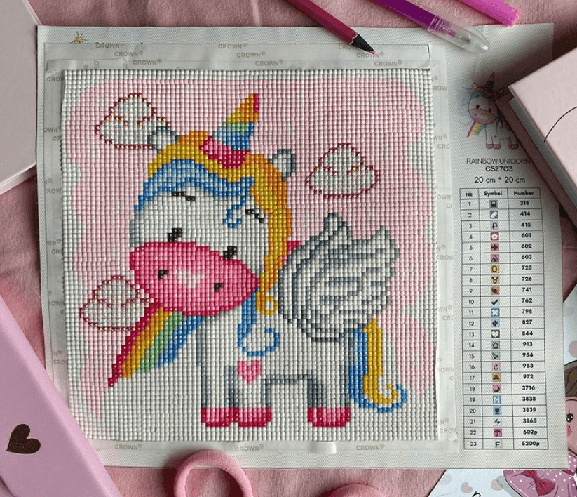 Rainbow Unicorn CS2703 7.9 x 7.9 inches Crafting Spark Diamond Painting Kit from Wizardi