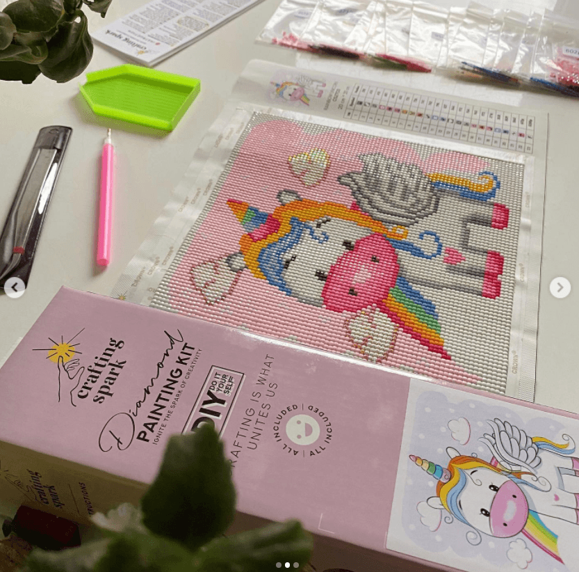 Rainbow Unicorn CS2703 7.9 x 7.9 inches Crafting Spark Diamond Painting Kit from Wizardi