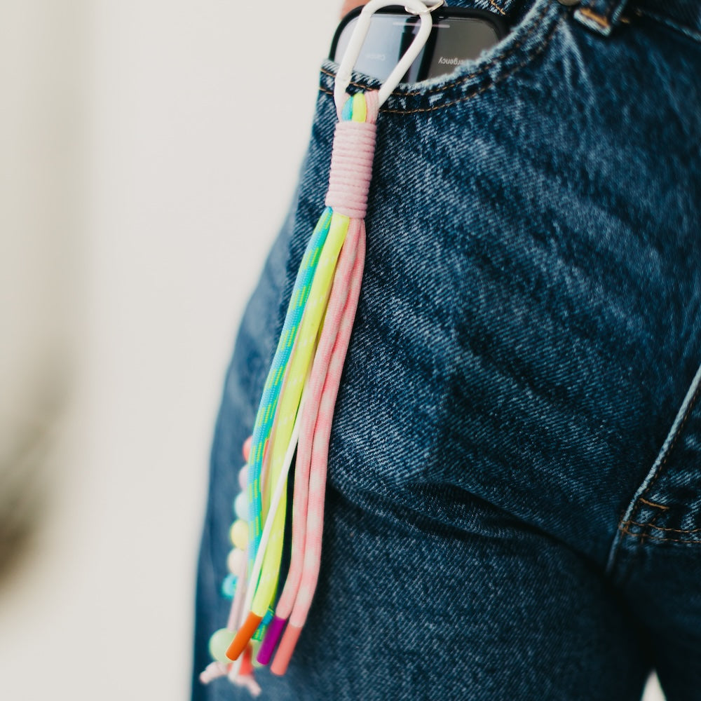 Rainbow Rope and Beaded Keychain from Pretty Simple