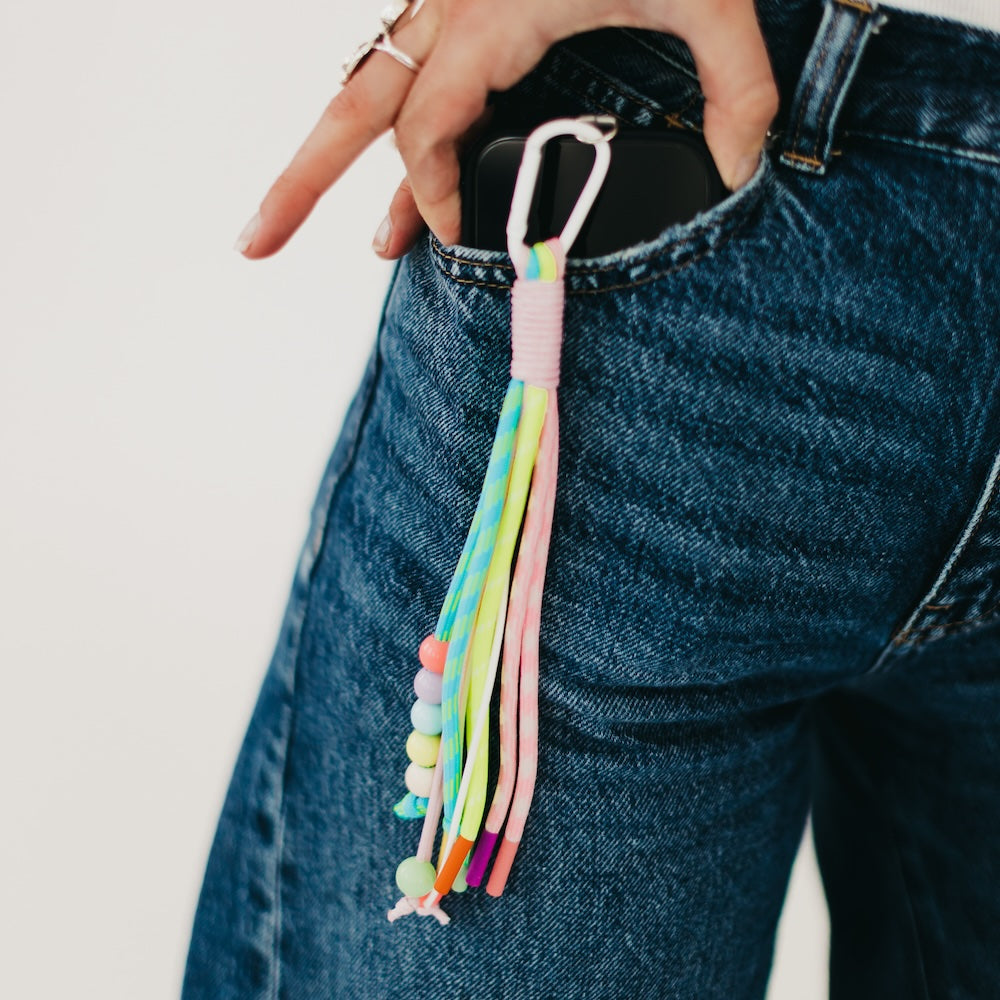 Rainbow Rope and Beaded Keychain from Pretty Simple