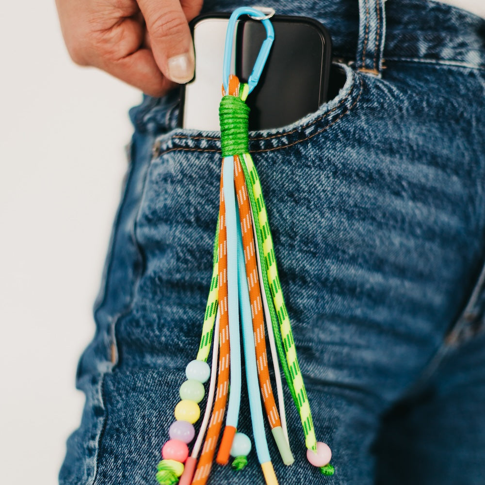 Rainbow Rope and Beaded Keychain from Pretty Simple