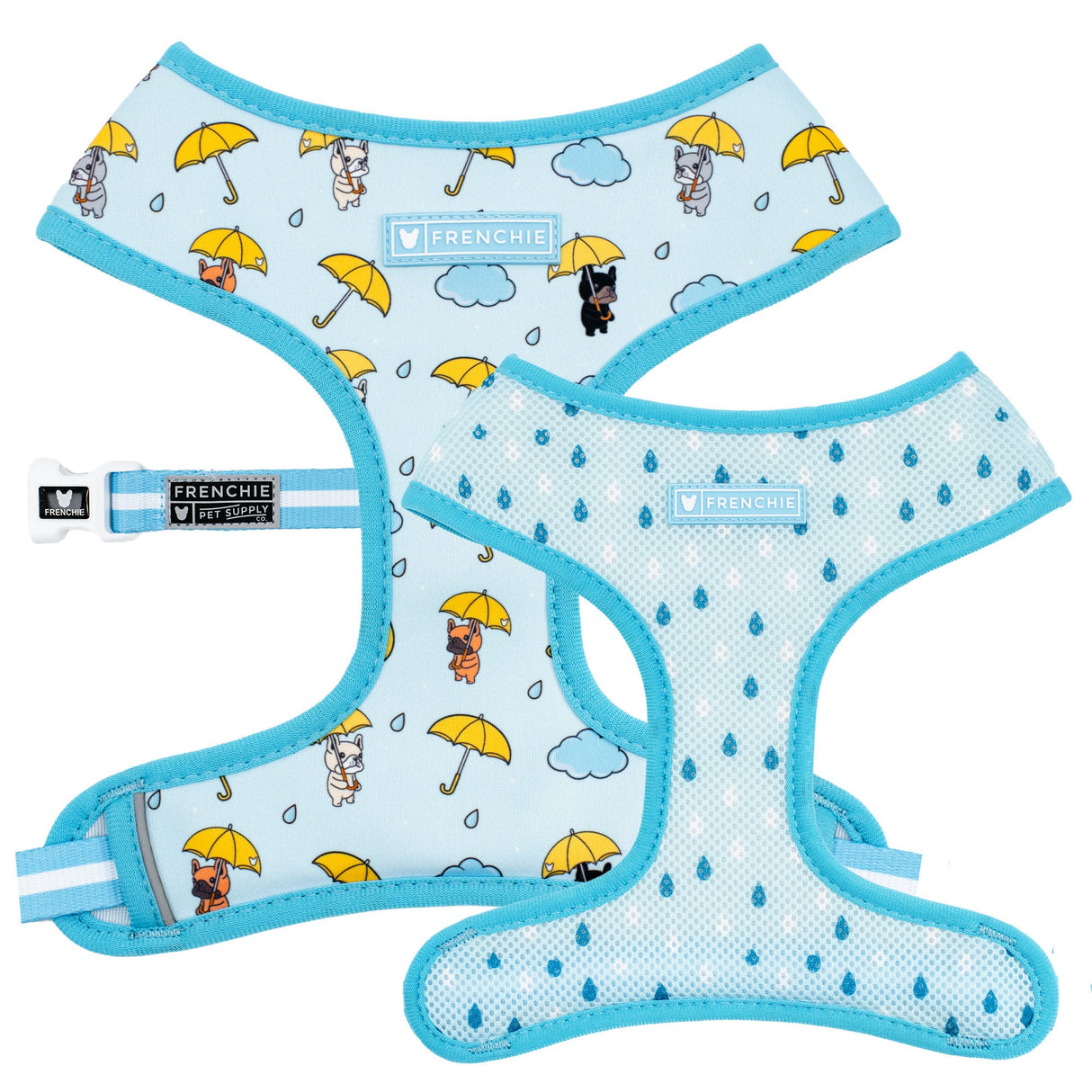 Frenchie Duo Reversible Harness - It's Raining Frenchies from Frenchie Bulldog