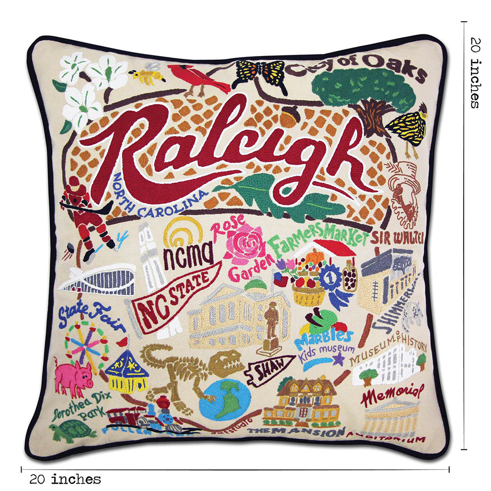 Raleigh Hand-Embroidered Pillow by Cat Studio from Quirks!