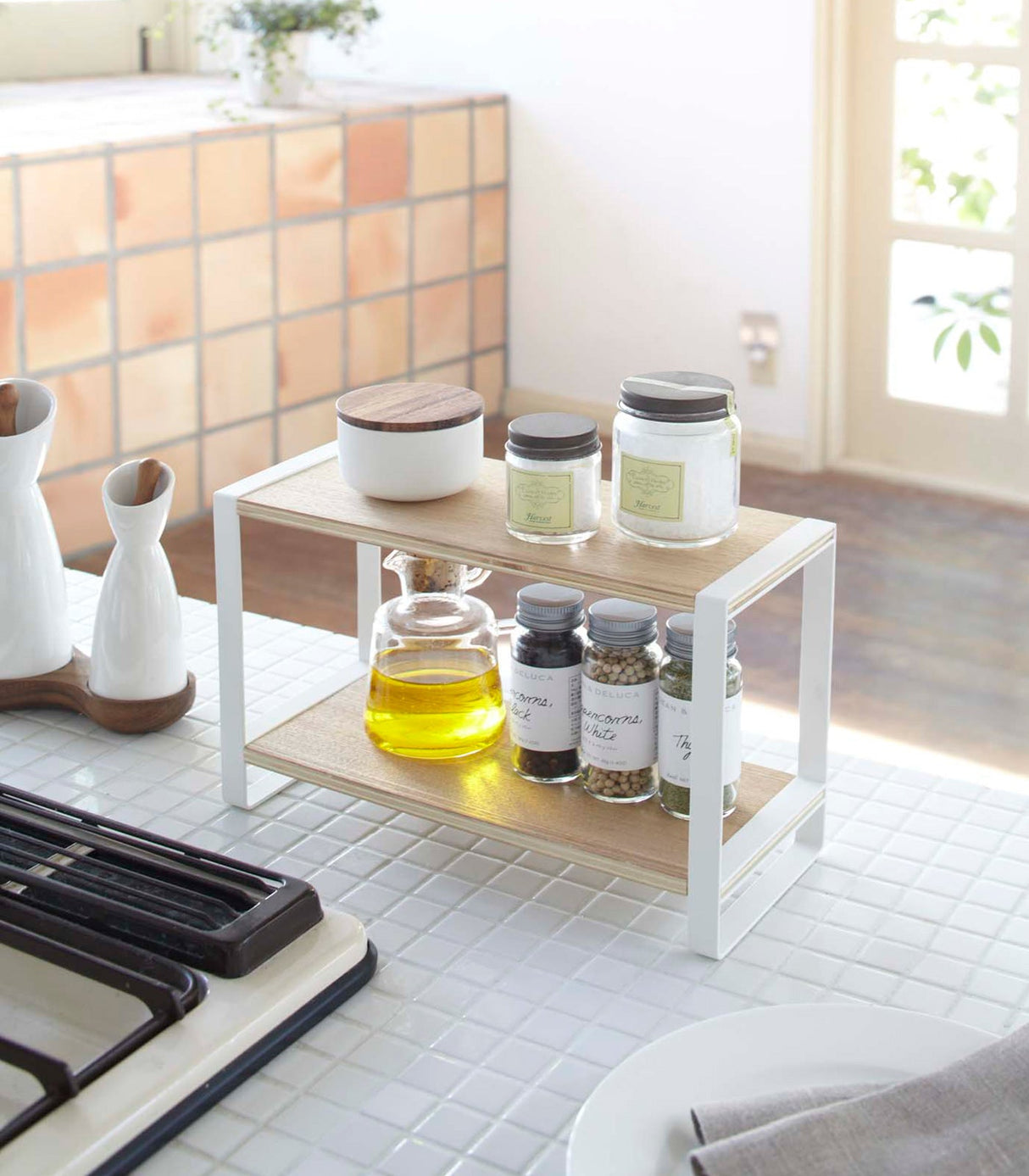 Two-Tier Riser - Steel + Wood from Yamazaki Home