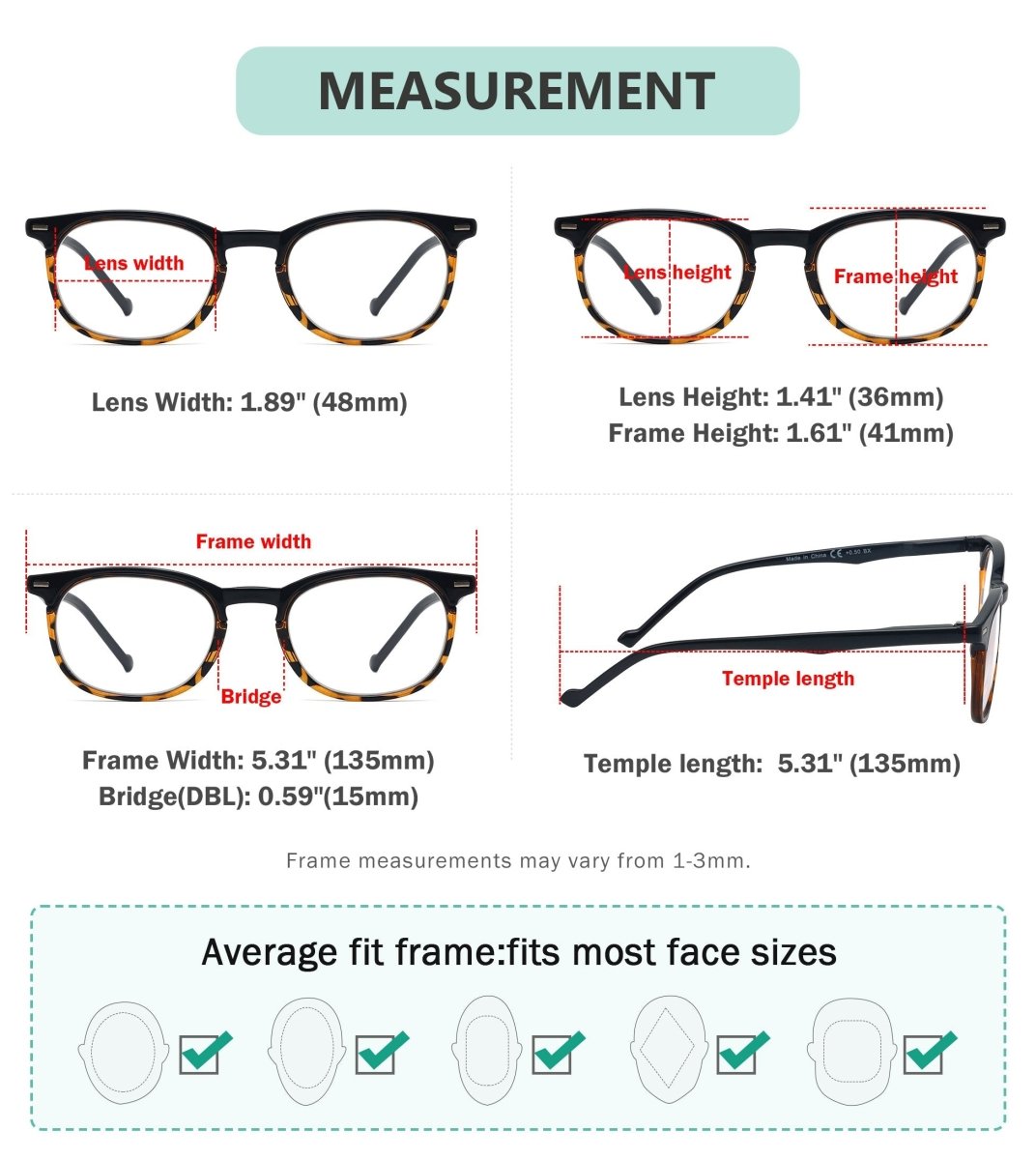 Reading Glasses with Different Strength for Each Eye PR001 (Must Buy Both Eye) From eyekeeper