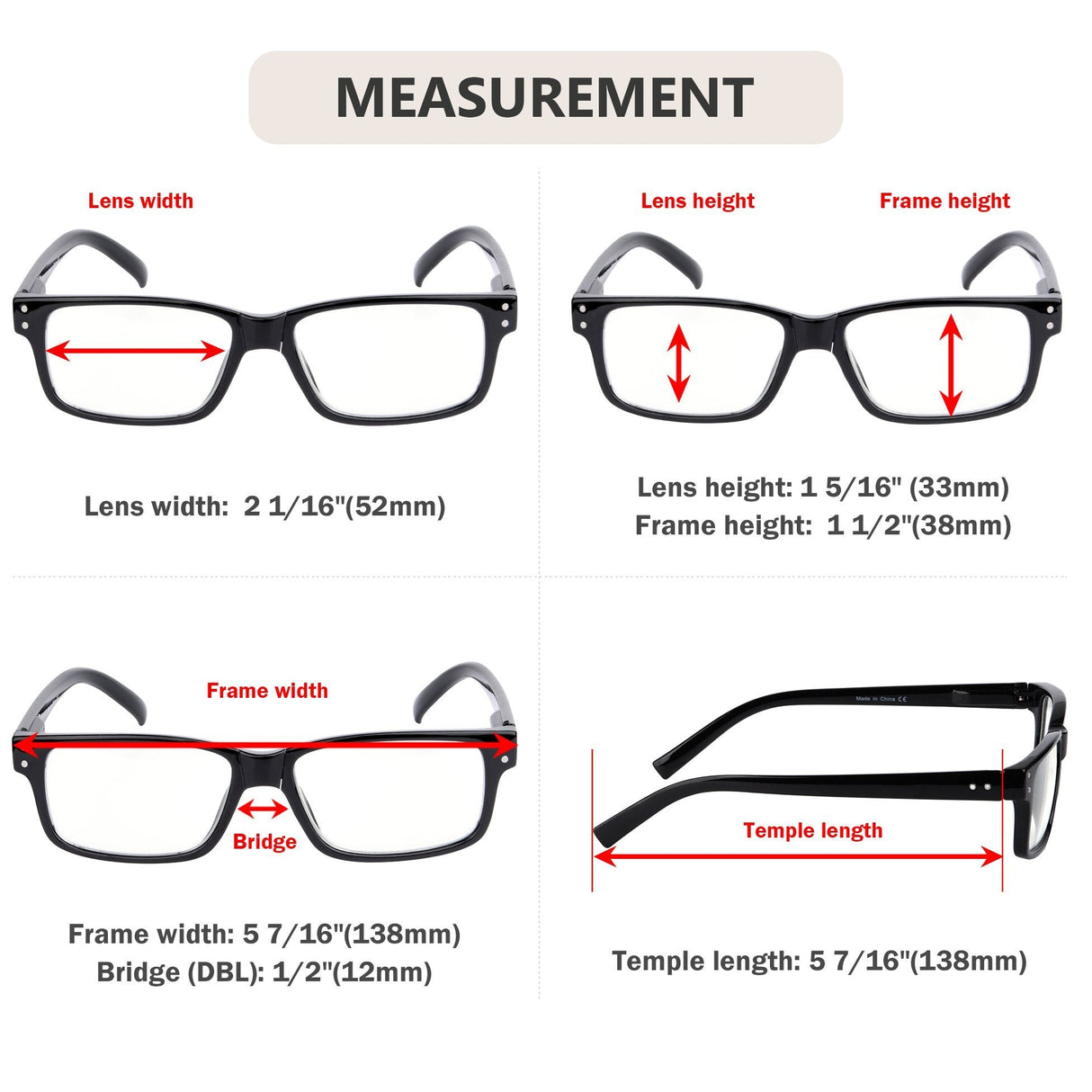 Reading Glasses with Different Strength for Each Eye PR032 (Must Buy Both Eye) From eyekeeper