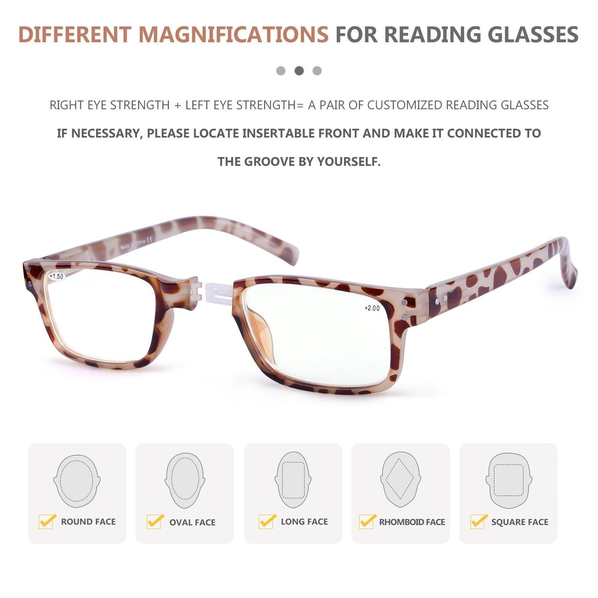 Reading Glasses with Different Strength for Each Eye PR032-DEMI (Must Buy Both Eye) From eyekeeper