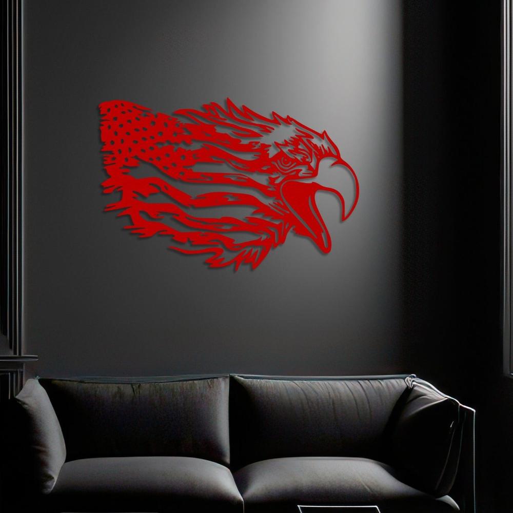 American Bald Eagle Wall Art with Distressed US Flag-Indepence Day Gift from VITAHOME DESIGN LLC
