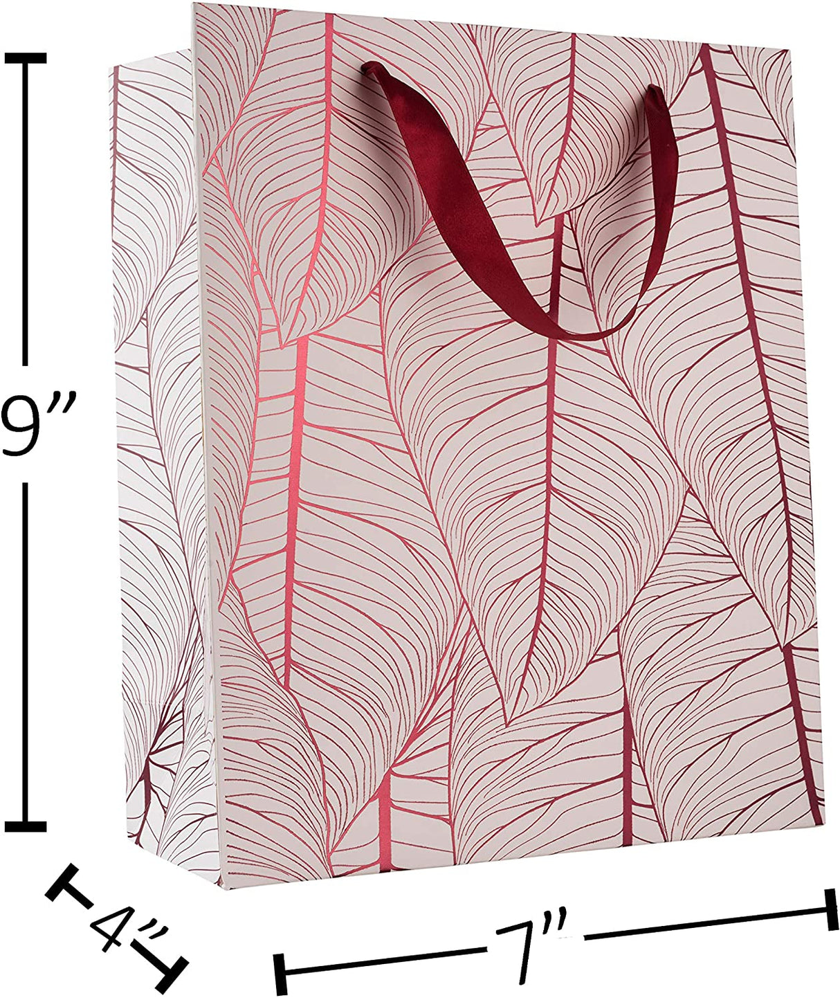 Leaf Design Maroon Gift Bags 12.5"X10.25"X4.75" from Hammont
