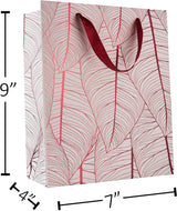 Leaf Design Maroon Gift Bags 12.5"X10.25"X4.75" from Hammont