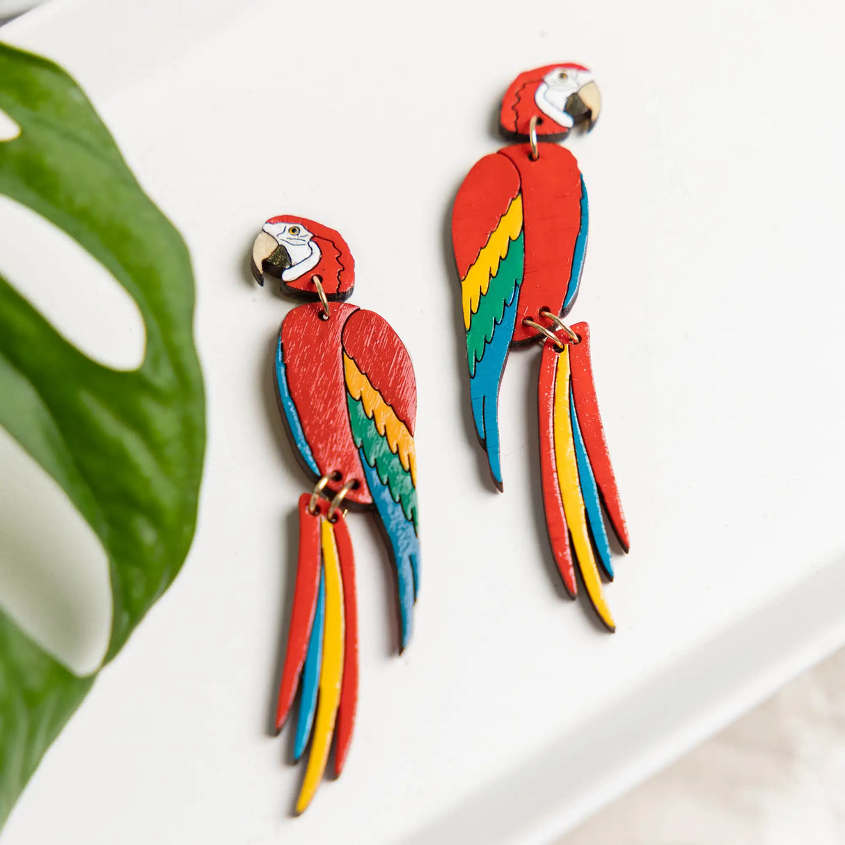 Red Macaw Stud Dangles from LE CHIC MIAMI