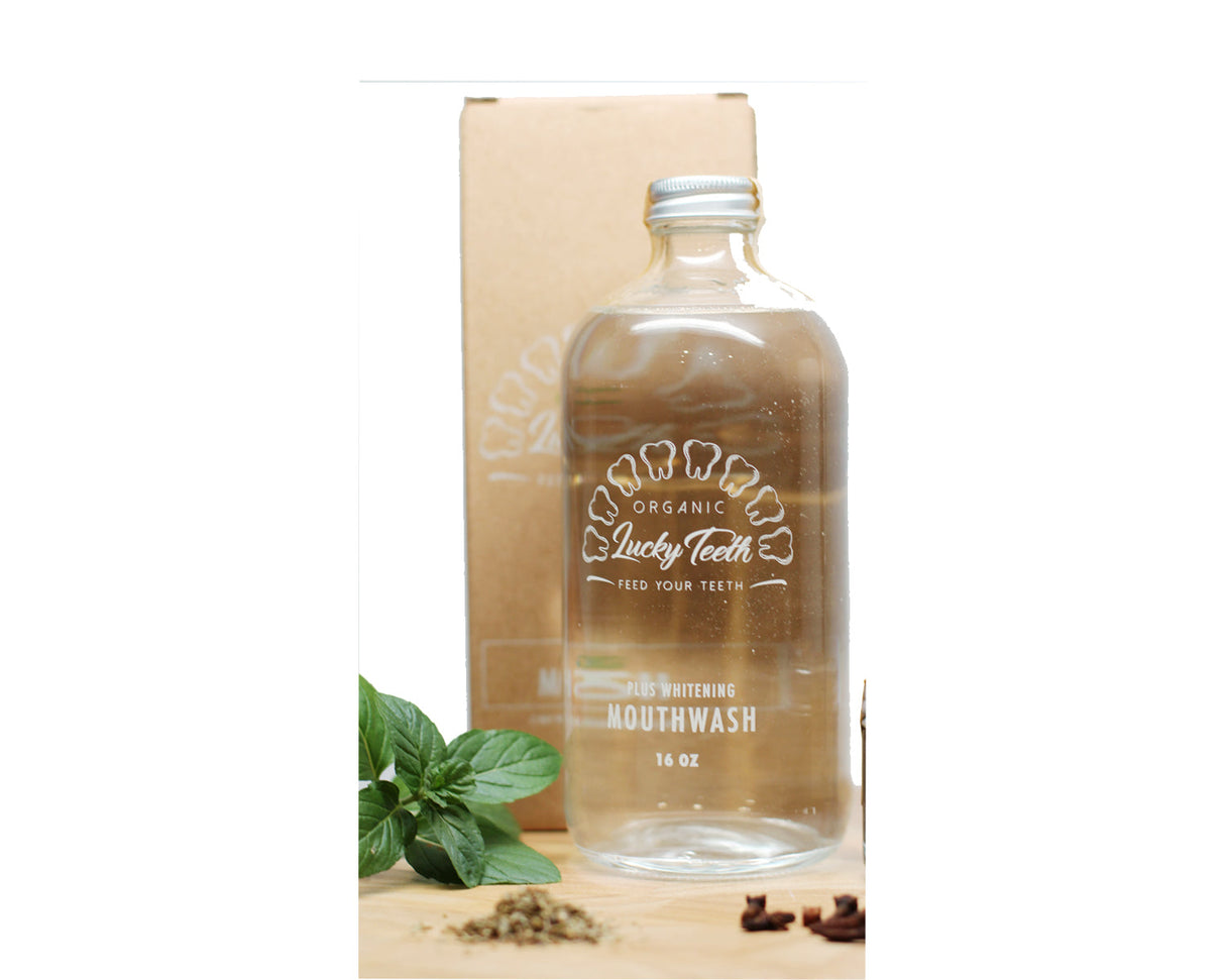 Organic Plus Whitening Mouthwash - REFILL CONCENTRATED - Glass Jar 3 oz from Lucky Teeth