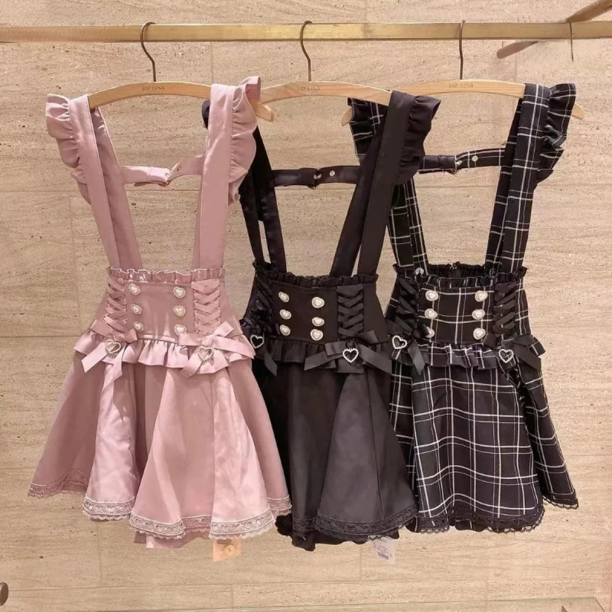 Gothic Lolita Suspender Skirt – Lace Trim Bowknot A-Line Mini from Kawaii Stop