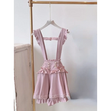 Gothic Lolita Suspender Skirt – Lace Trim Bowknot A-Line Mini from Kawaii Stop