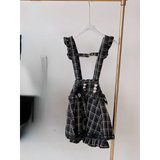 Gothic Lolita Suspender Skirt – Lace Trim Bowknot A-Line Mini from Kawaii Stop