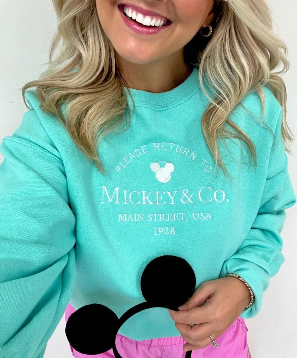 'Return To Mickey & Co.' Embroidered Crewneck Sweatshirt from United Monograms